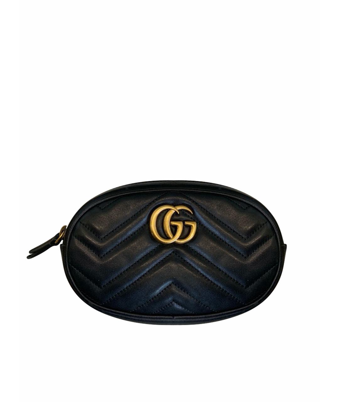 GUCCI Черная кожаная поясная сумка, фото 1