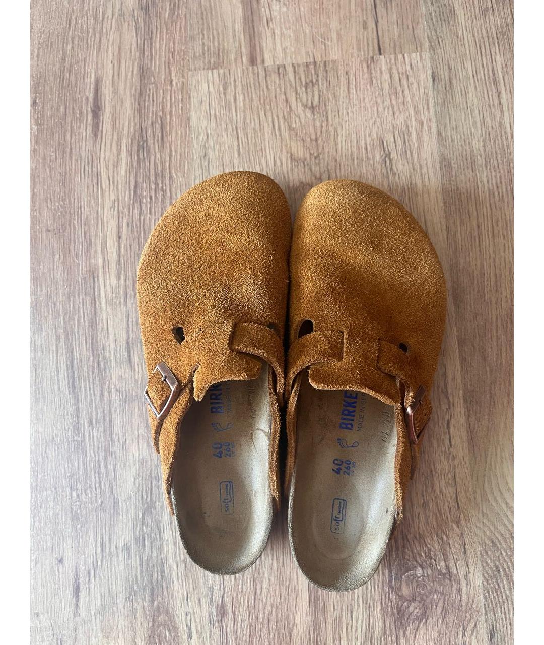 BIRKENSTOCK Коричневые замшевые сабо, фото 3