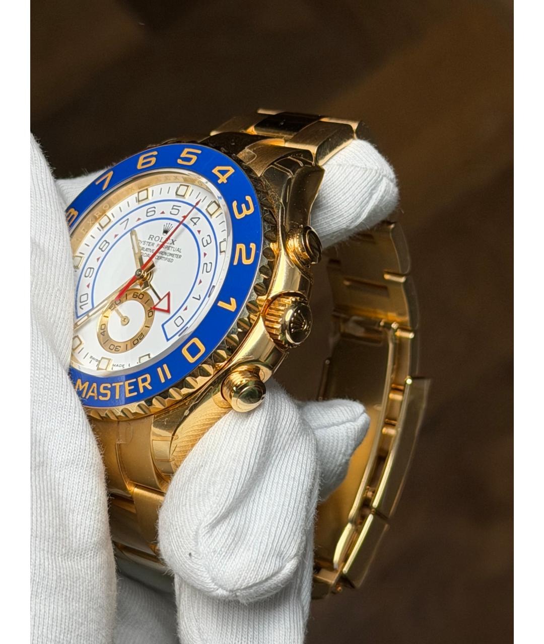 ROLEX Белые часы из желтого золота, фото 4