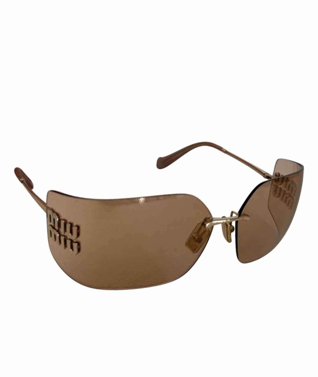 MIU MIU Золотые пластиковые солнцезащитные очки, фото 1