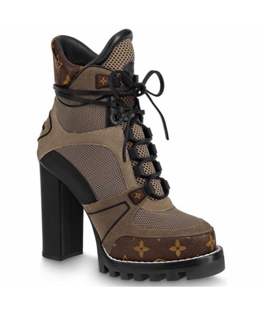 LOUIS VUITTON Хаки замшевые ботильоны, фото 4
