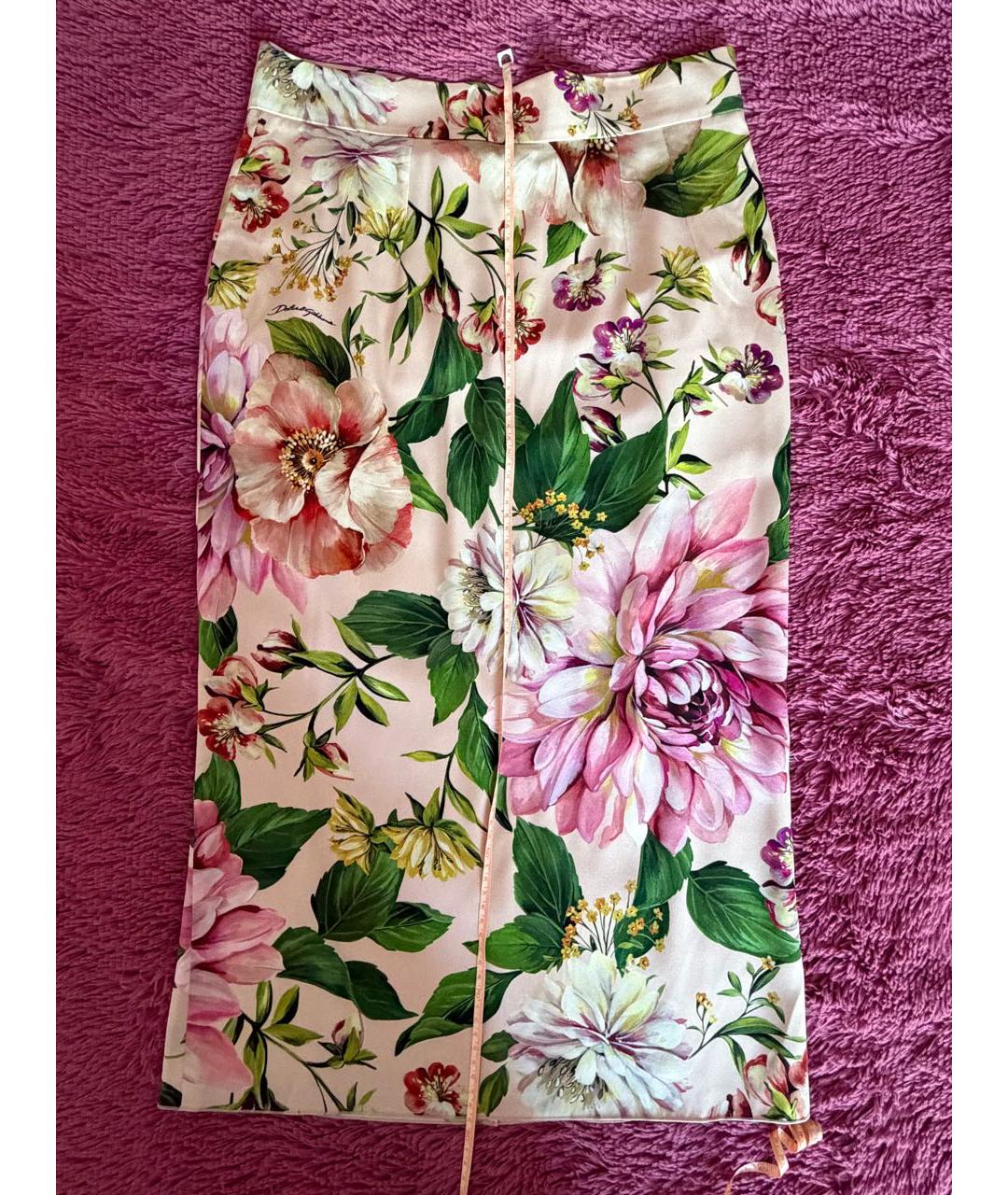 DOLCE&GABBANA Мульти шелковая юбка миди, фото 8