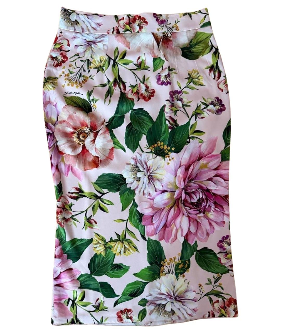 DOLCE&GABBANA Мульти шелковая юбка миди, фото 1