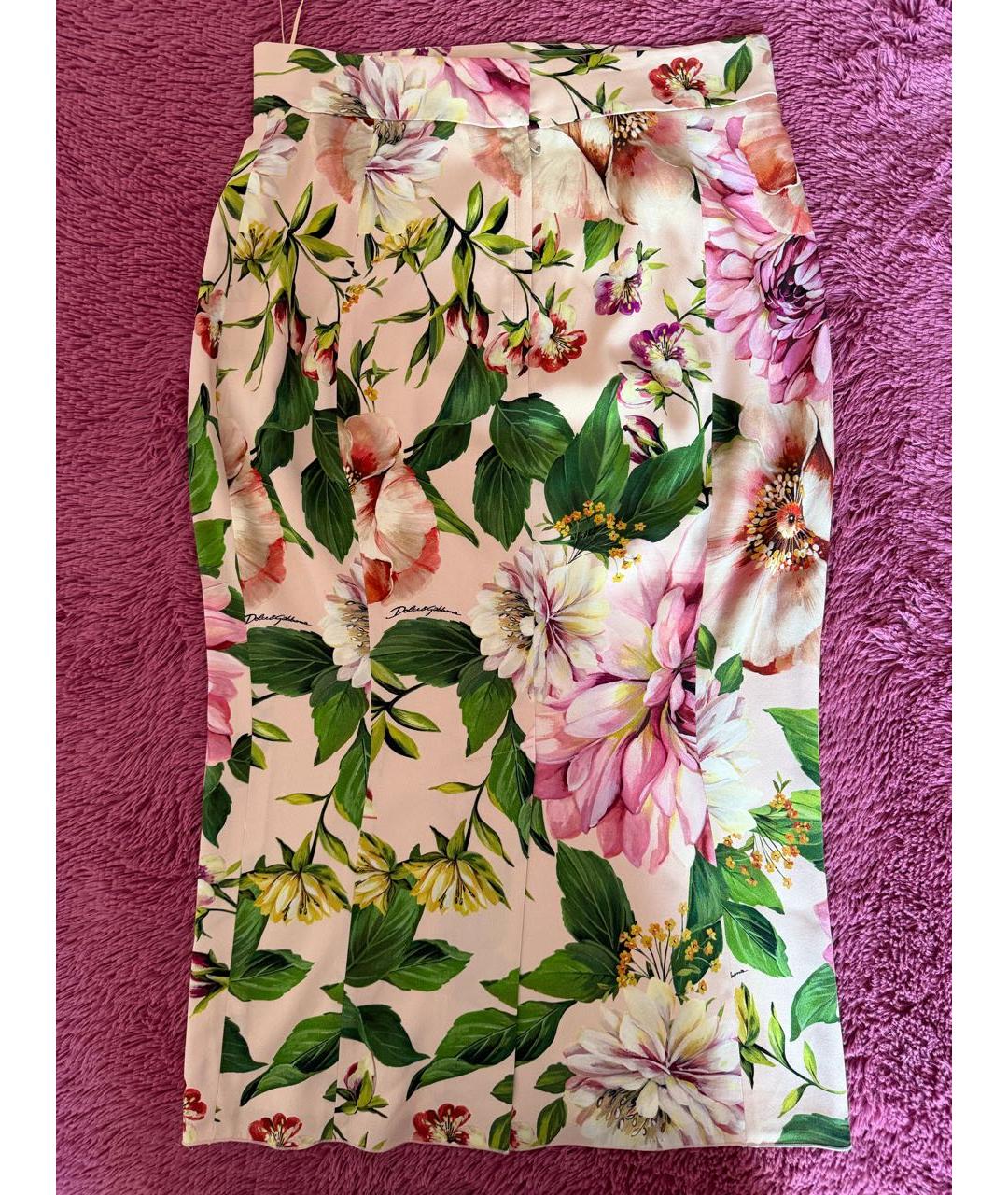 DOLCE&GABBANA Мульти шелковая юбка миди, фото 2