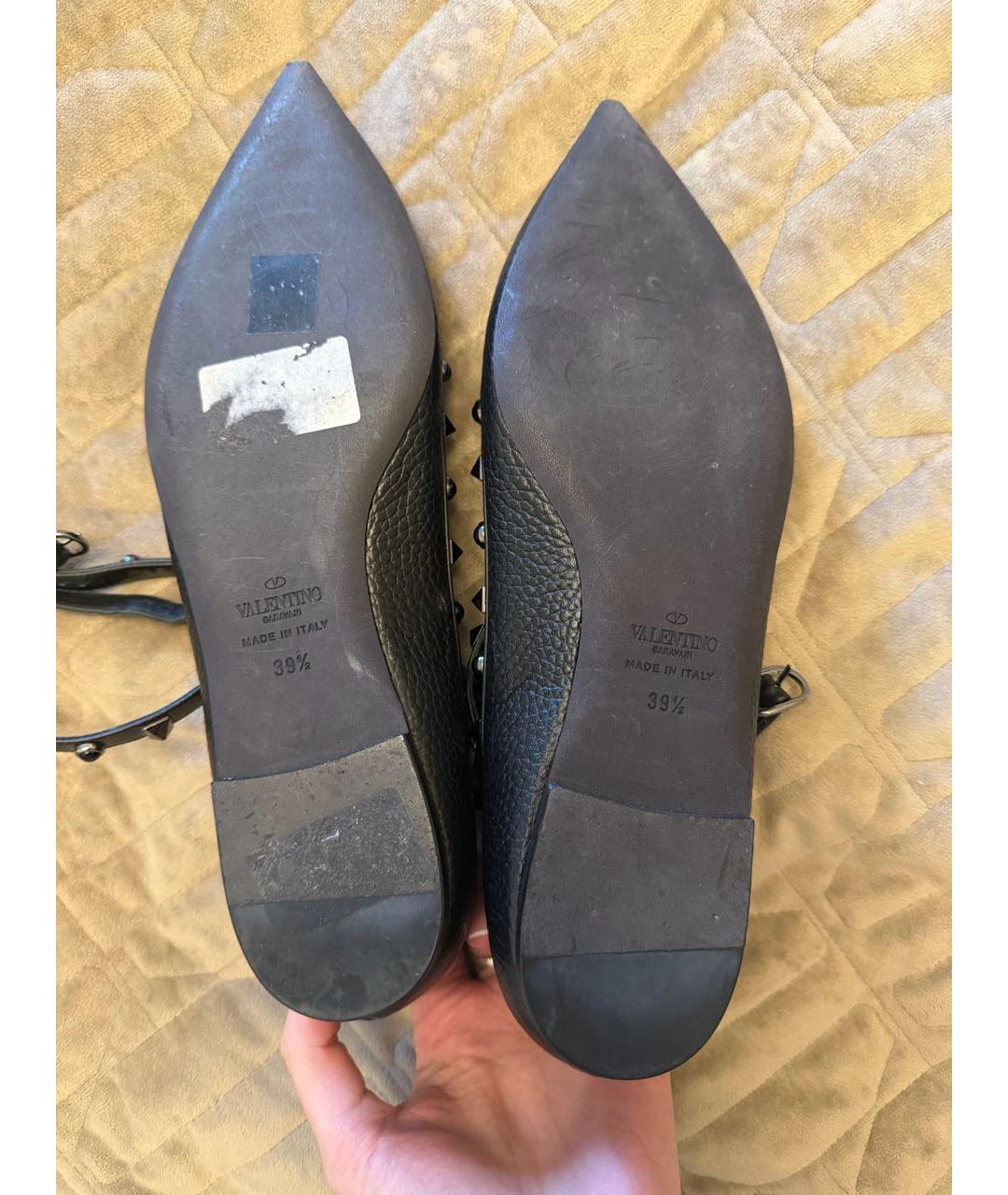 VALENTINO Черные кожаные балетки, фото 4