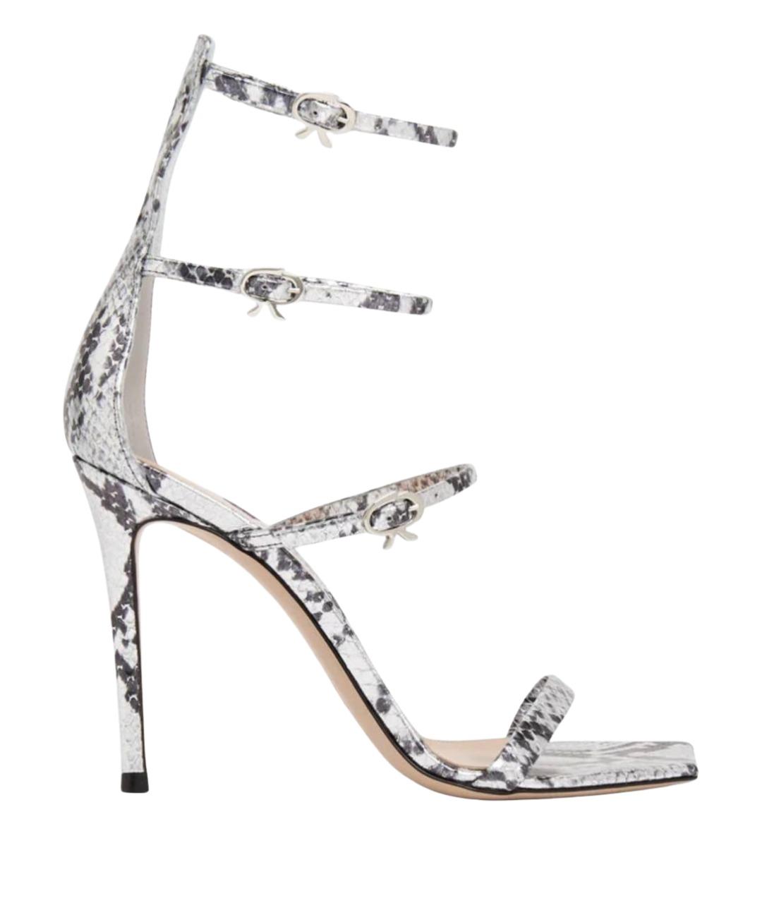 GIANVITO ROSSI Серебряные кожаные босоножки, фото 1
