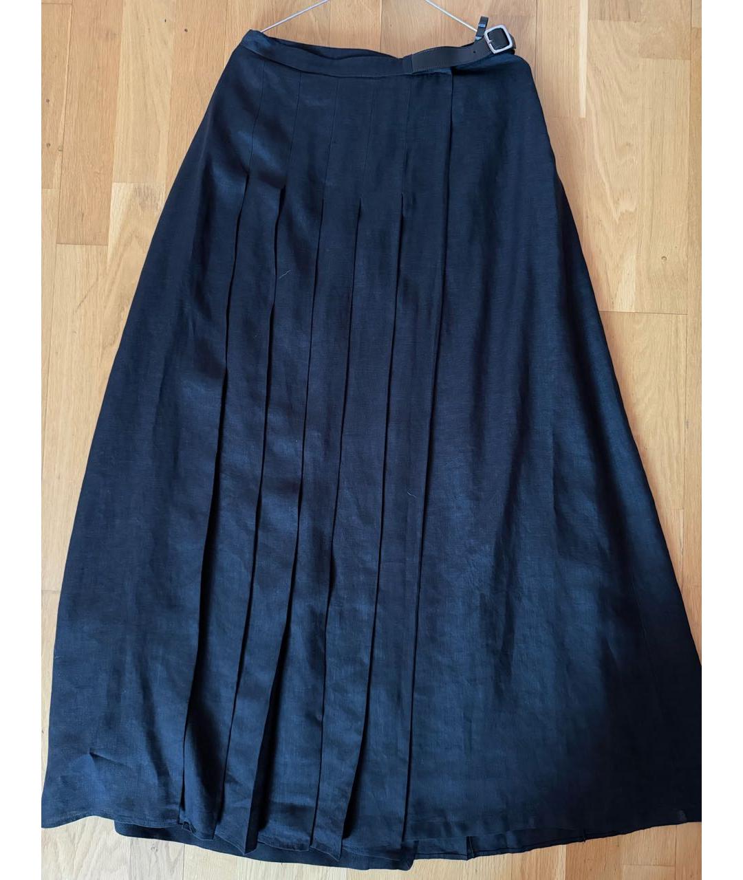 MAX MARA Черная льняная юбка макси, фото 8