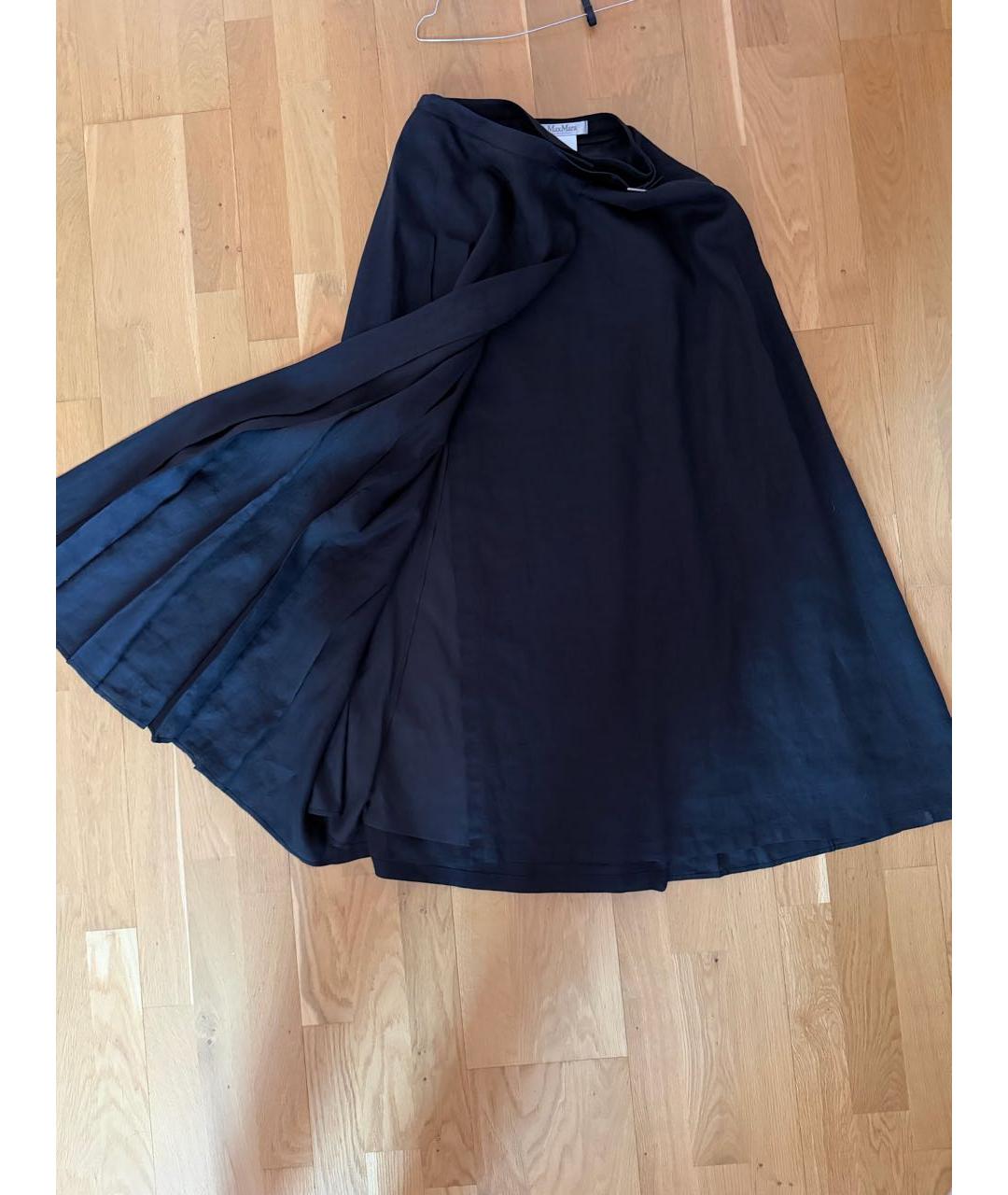 MAX MARA Черная льняная юбка макси, фото 4