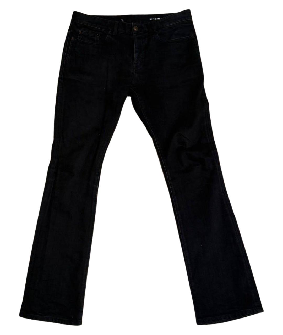 SAINT LAURENT Темно-синие хлопко-льняные джинсы скинни, фото 1