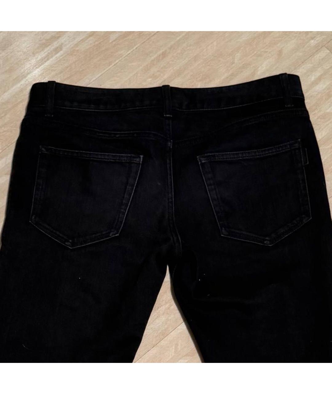 SAINT LAURENT Темно-синие хлопко-льняные джинсы скинни, фото 3