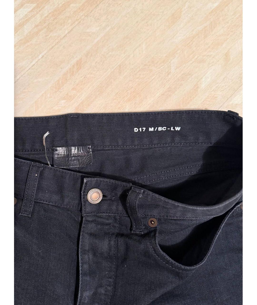 SAINT LAURENT Темно-синие хлопко-льняные джинсы скинни, фото 4
