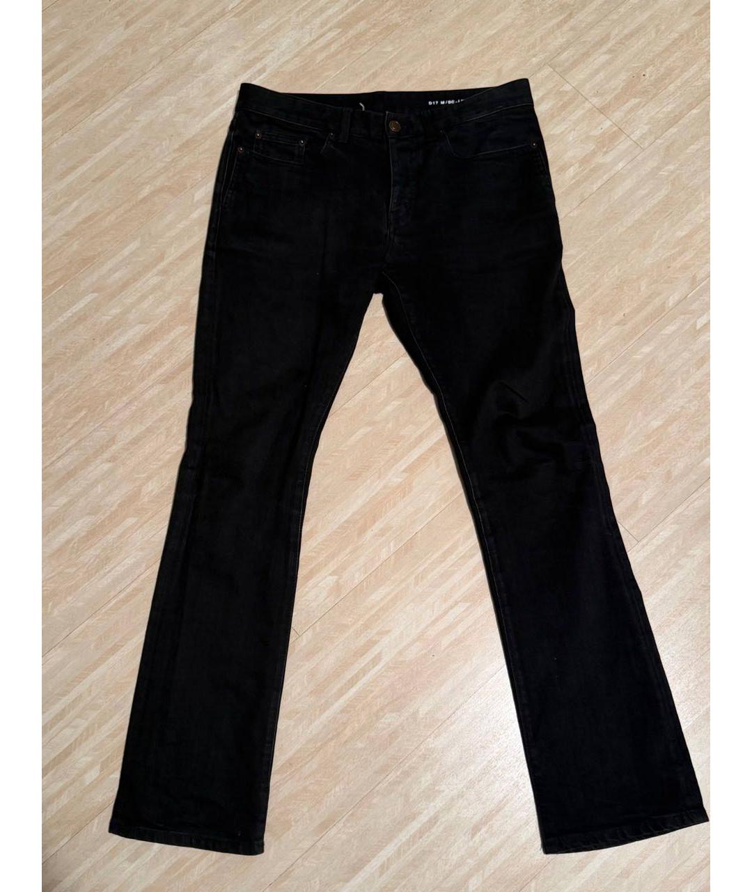 SAINT LAURENT Темно-синие хлопко-льняные джинсы скинни, фото 9