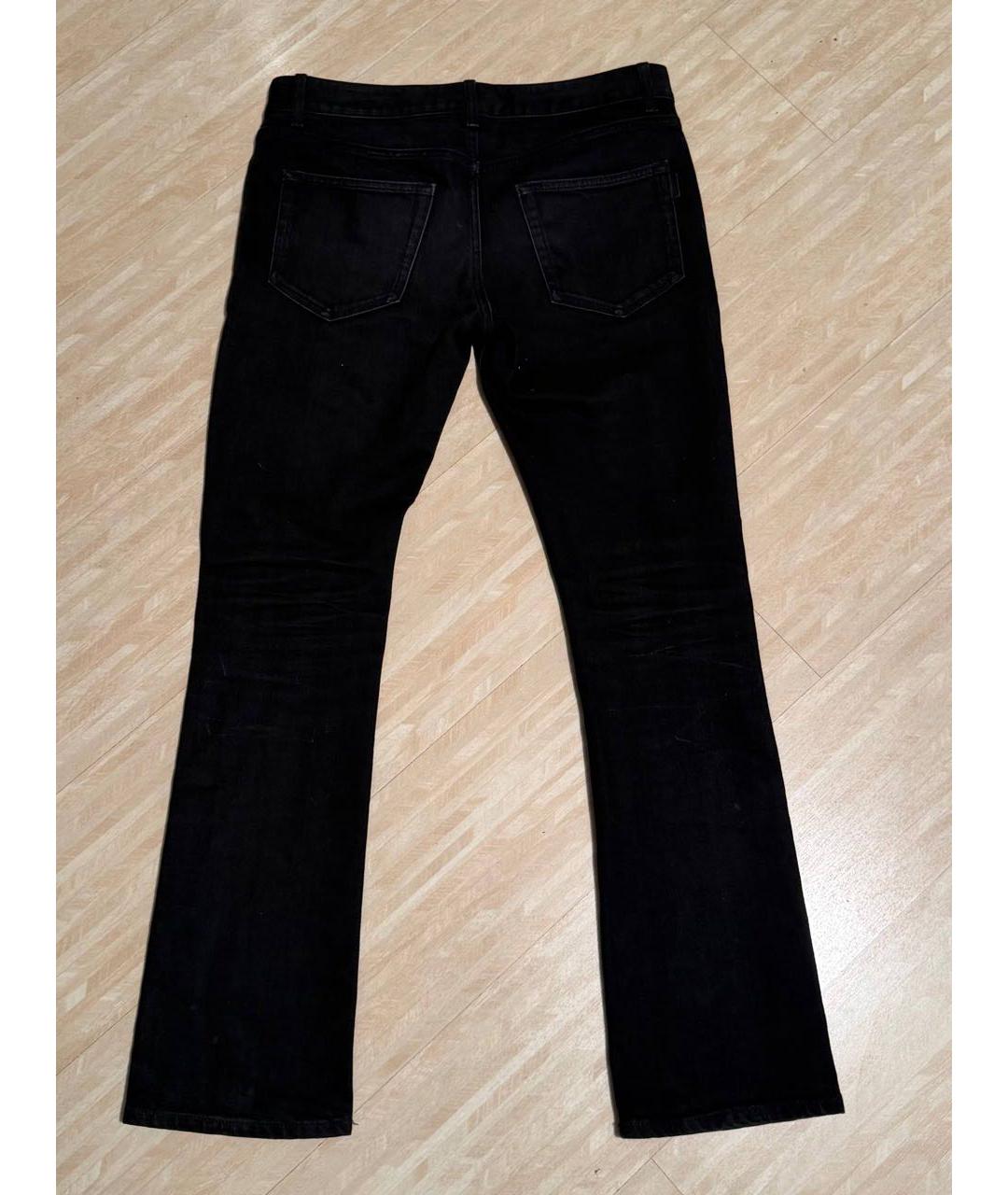 SAINT LAURENT Темно-синие хлопко-льняные джинсы скинни, фото 2