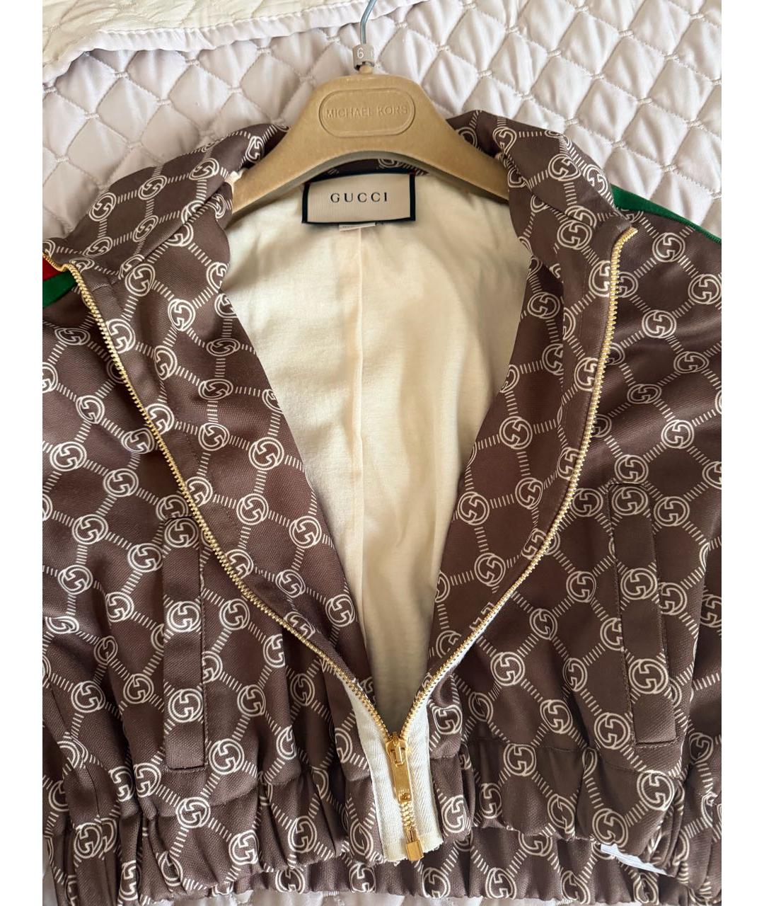 GUCCI Коричневая полиэстеровая куртка, фото 4