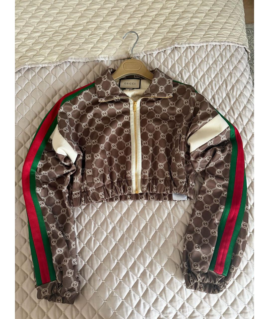 GUCCI Коричневая полиэстеровая куртка, фото 7