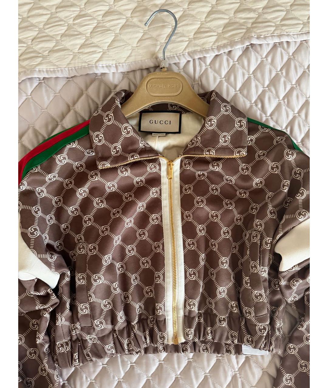 GUCCI Коричневая полиэстеровая куртка, фото 2