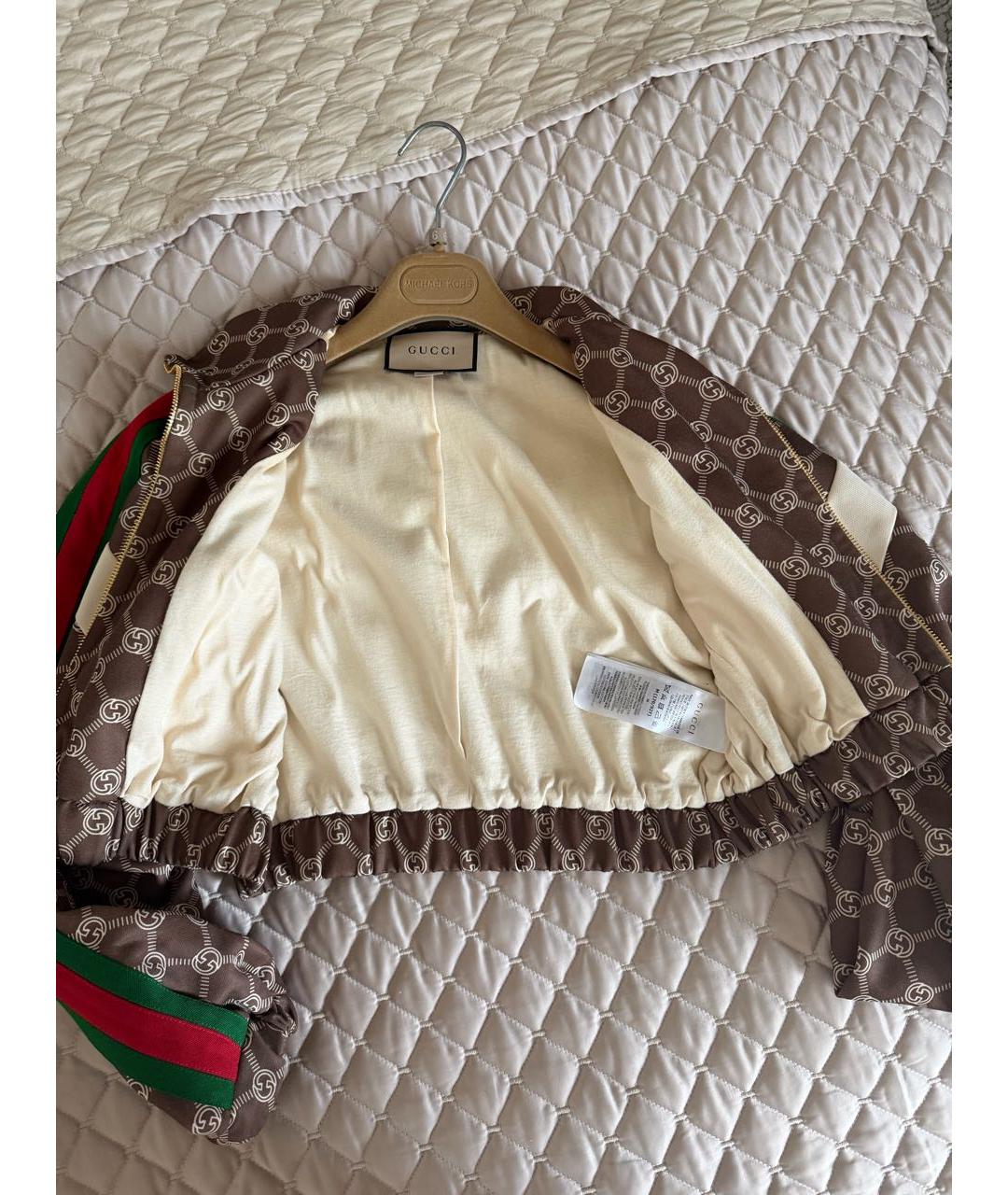 GUCCI Коричневая полиэстеровая куртка, фото 5