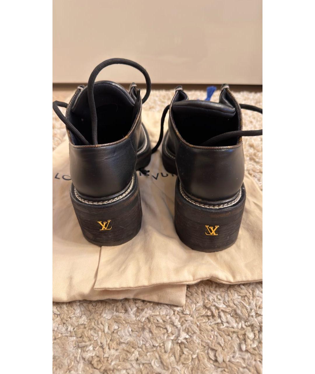 LOUIS VUITTON Черные кожаные брогги и оксфорды, фото 4