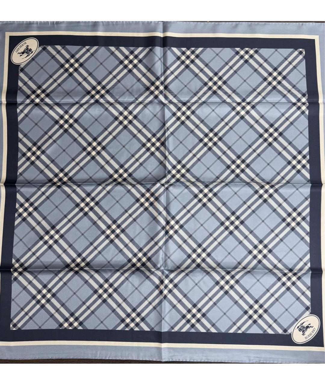 BURBERRY Голубой шелковый платок, фото 3