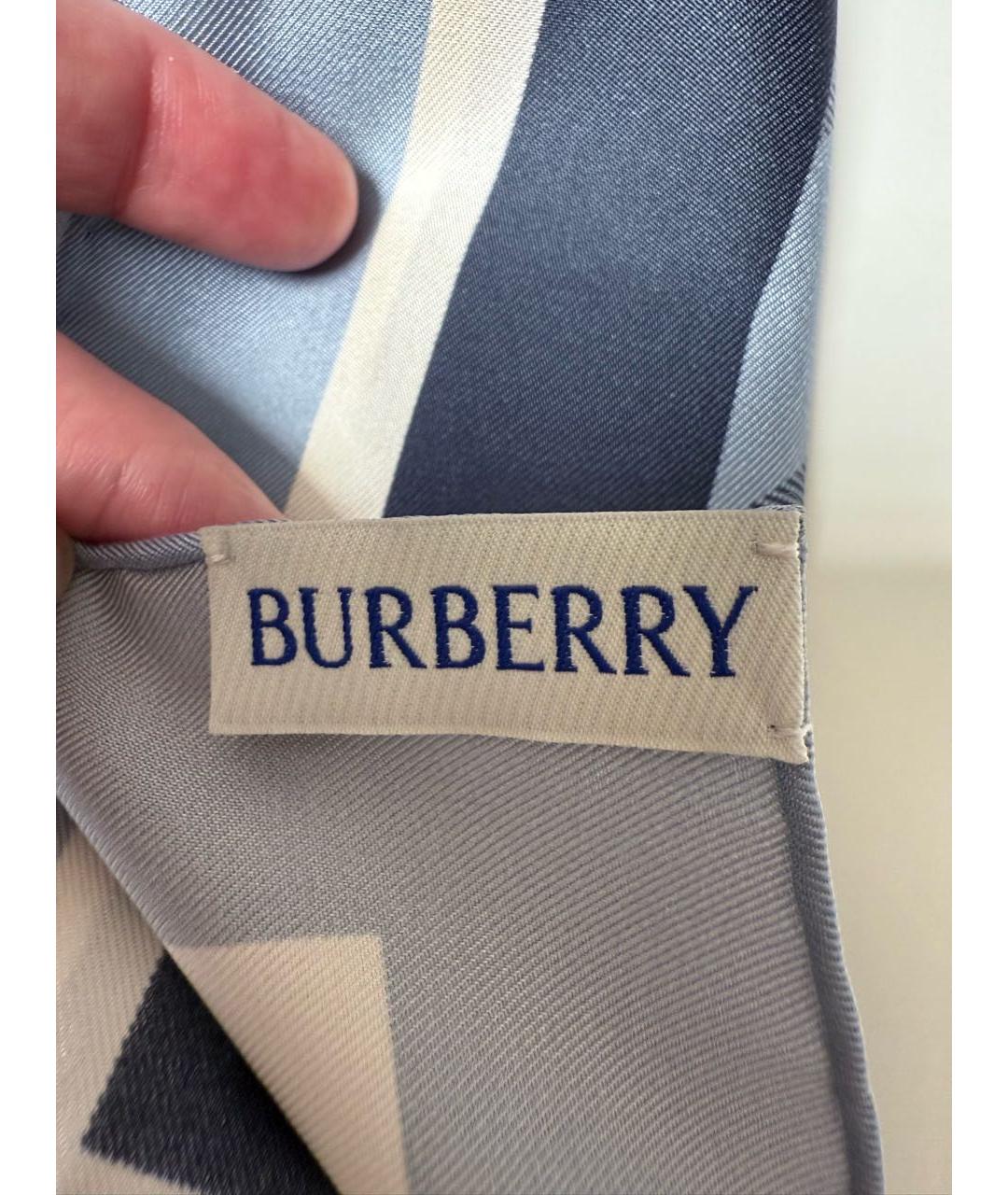 BURBERRY Голубой шелковый платок, фото 7