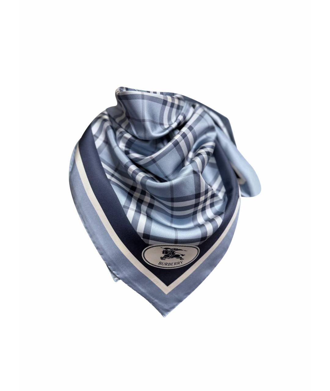 BURBERRY Голубой шелковый платок, фото 1