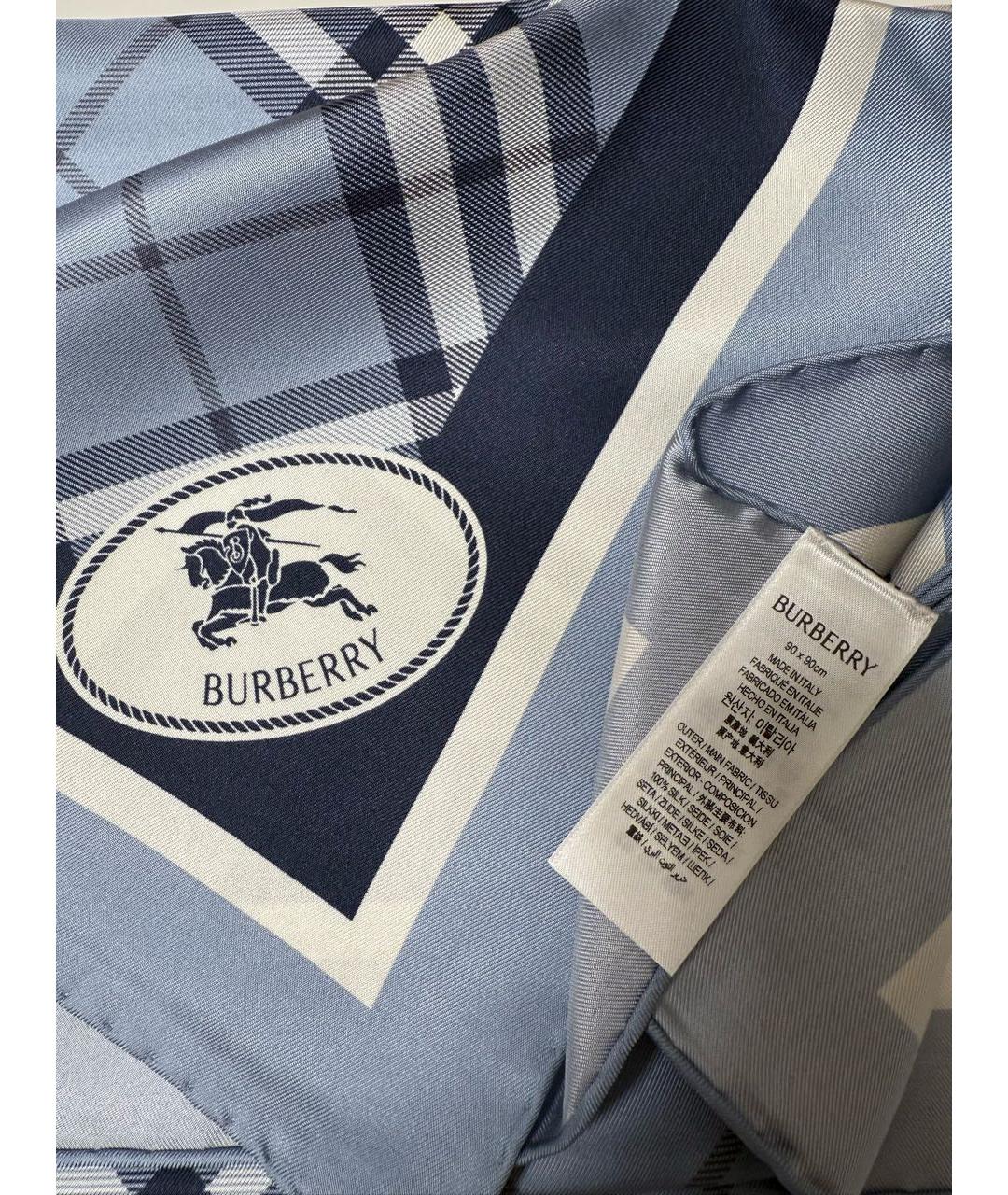 BURBERRY Голубой шелковый платок, фото 6