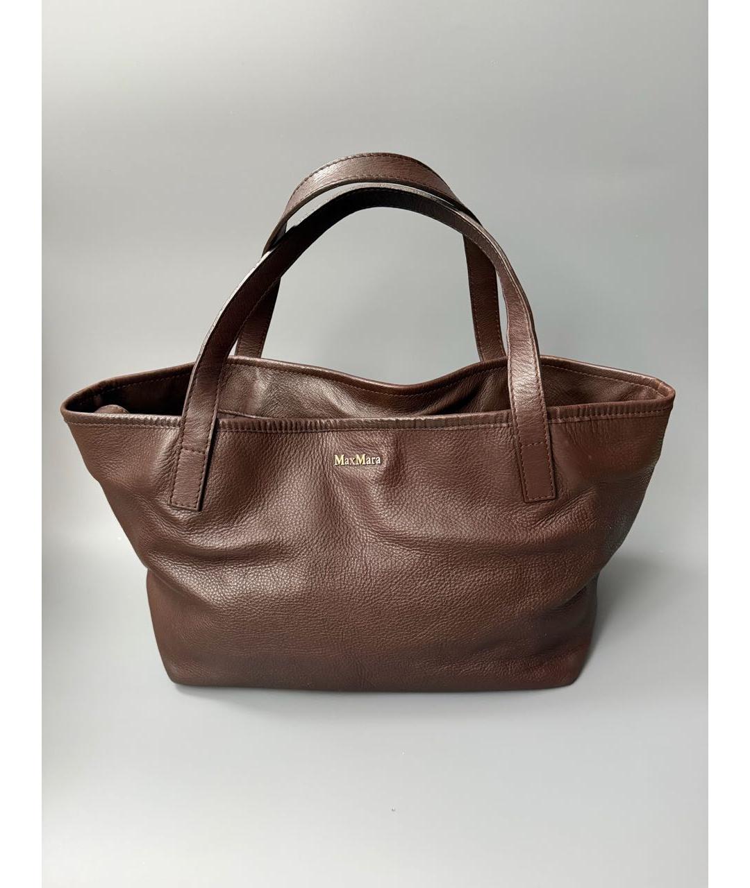MAX MARA Коричневая кожаная сумка тоут, фото 8