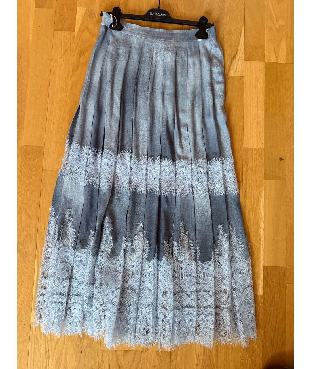 ERMANNO SCERVINO Голубая вискозная юбка макси, фото 9