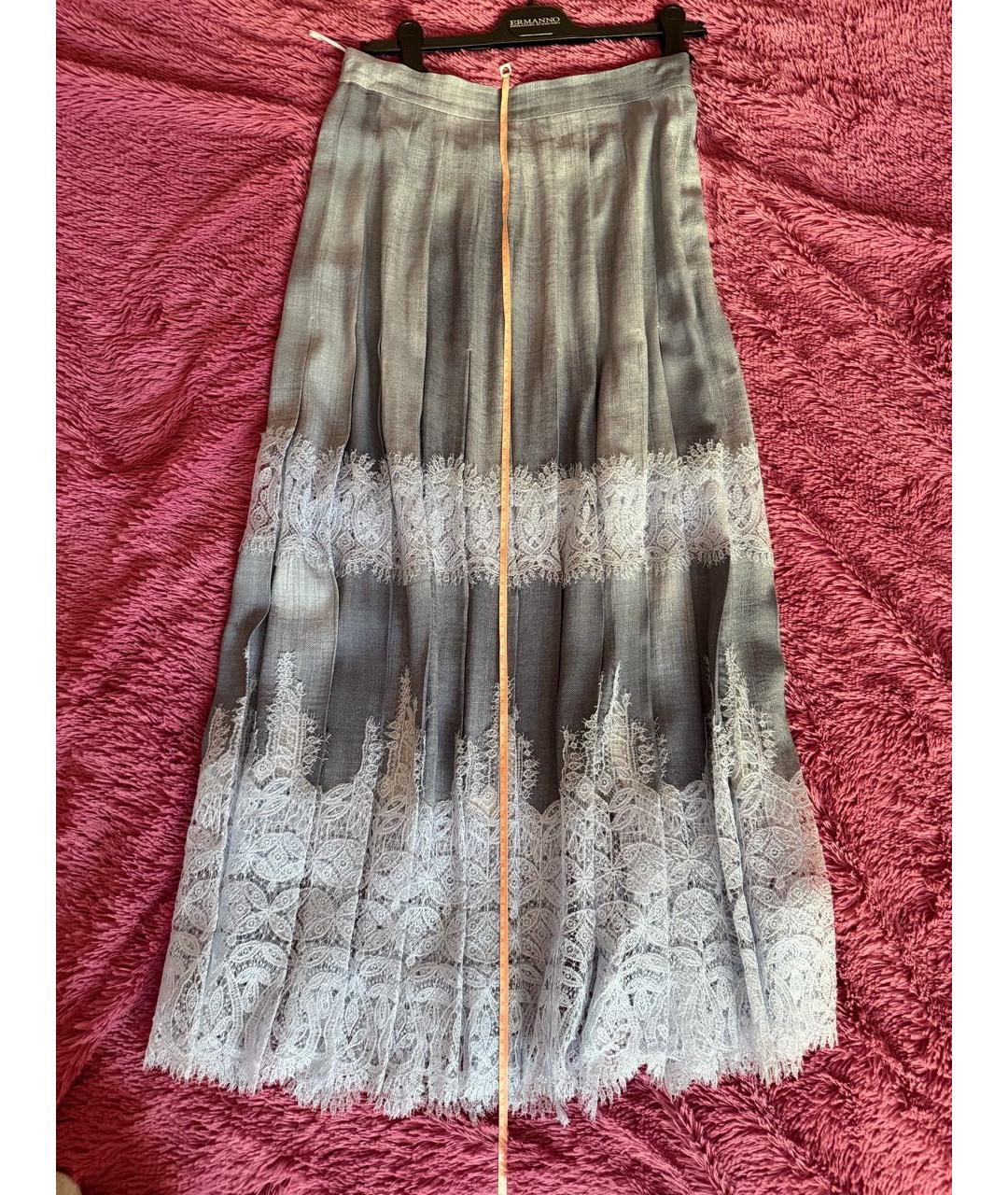 ERMANNO SCERVINO Голубая вискозная юбка макси, фото 8