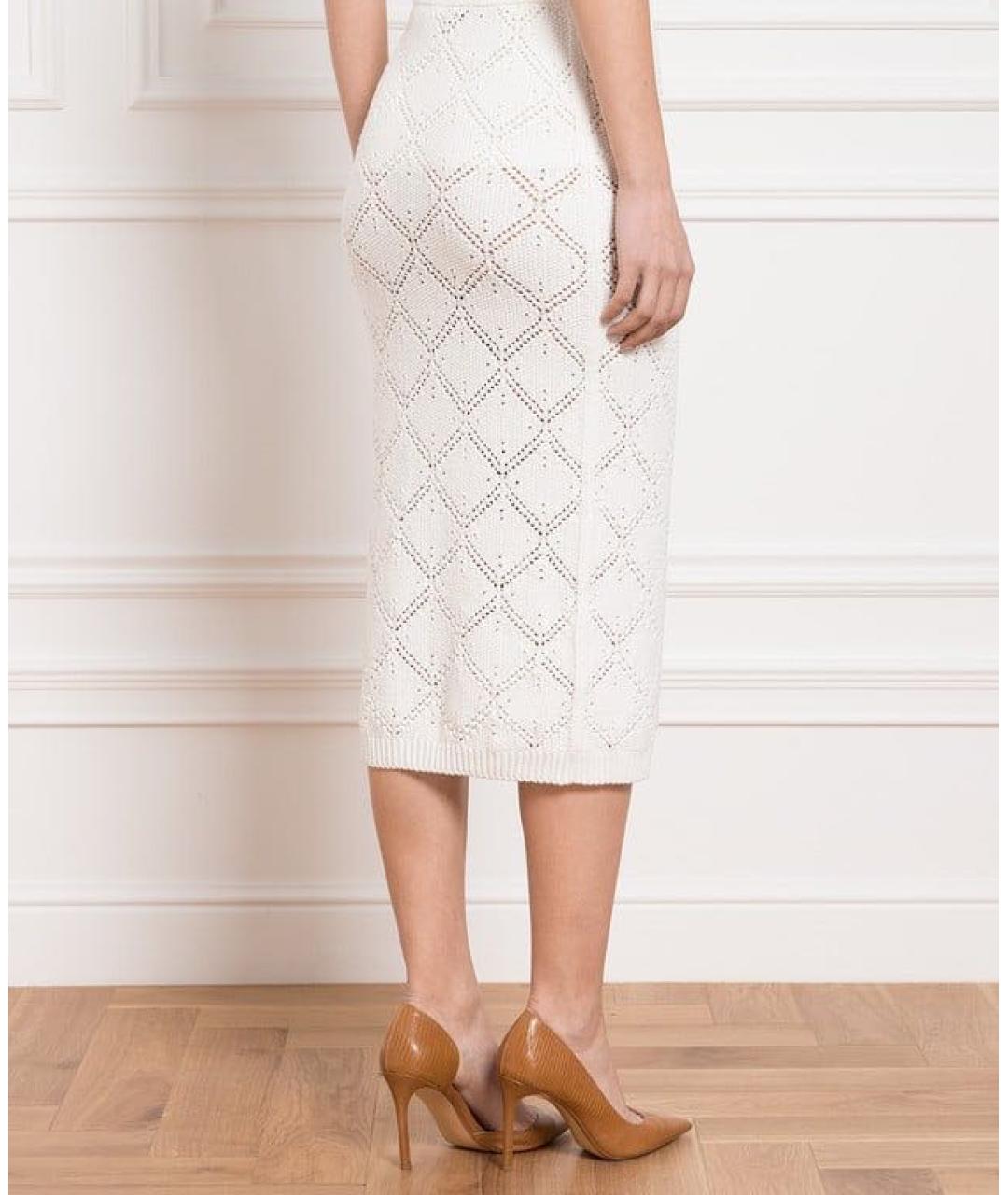 MAX MARA STUDIO Белая хлопковая юбка миди, фото 4