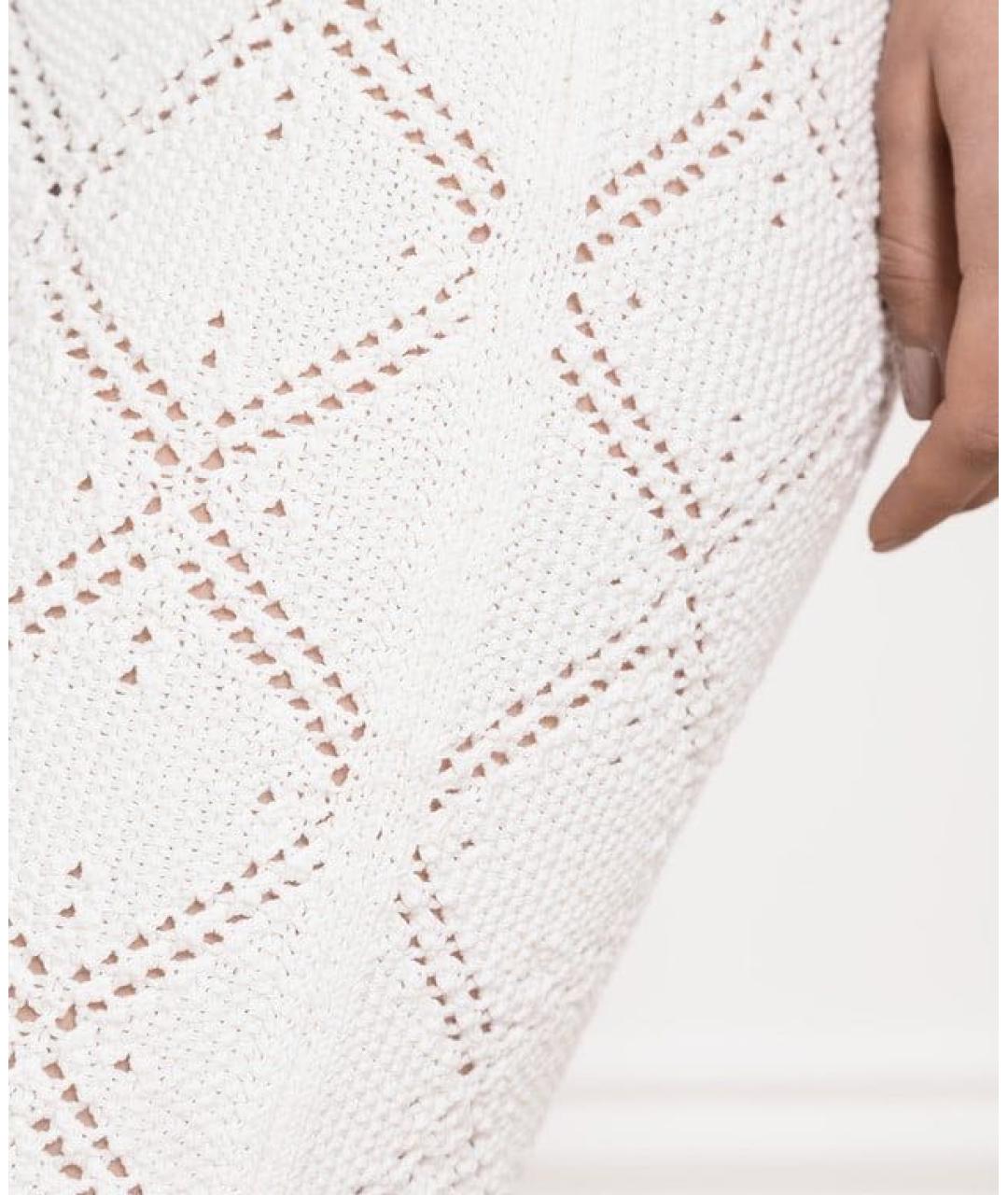 MAX MARA STUDIO Белая хлопковая юбка миди, фото 3