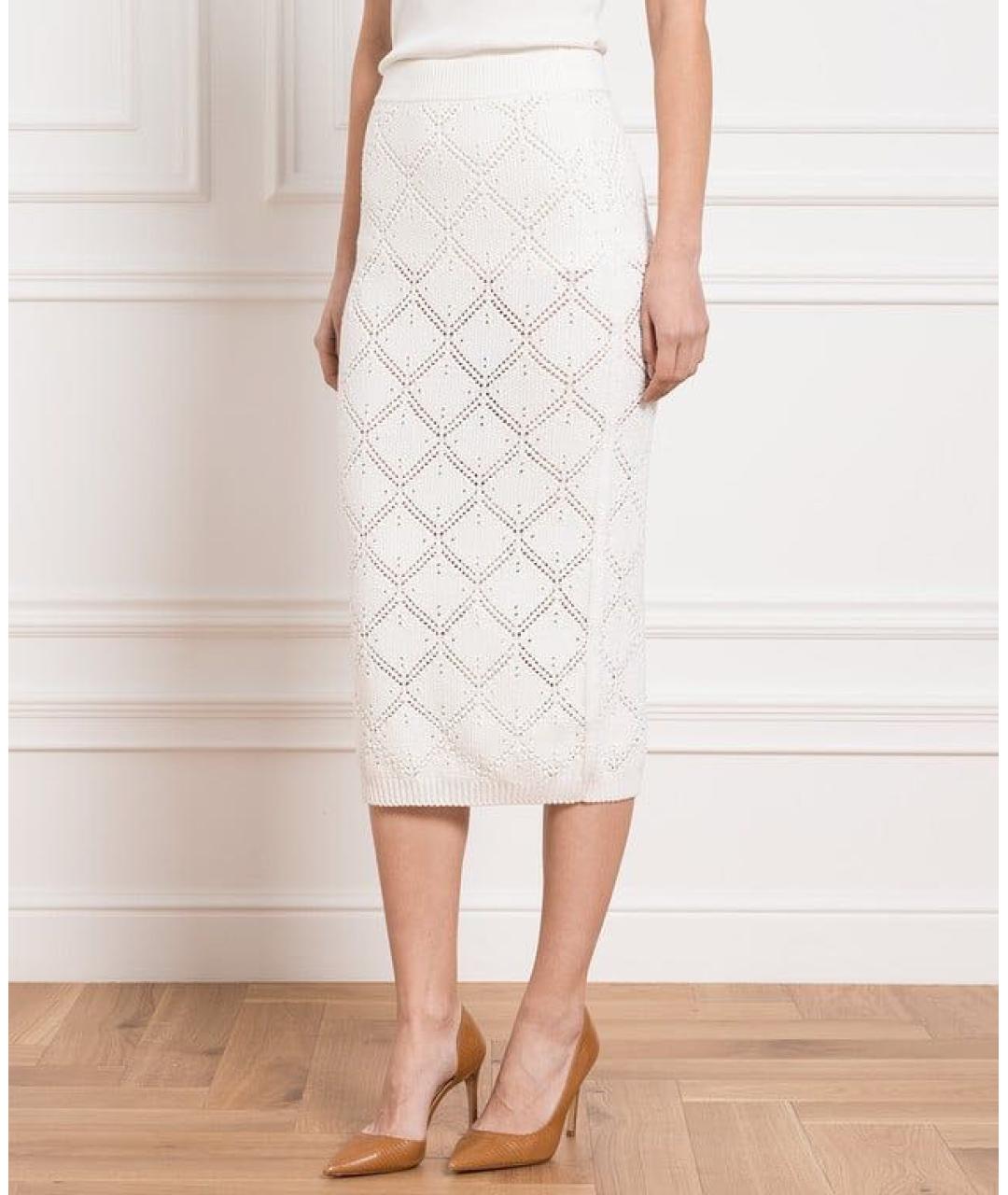 MAX MARA STUDIO Белая хлопковая юбка миди, фото 2