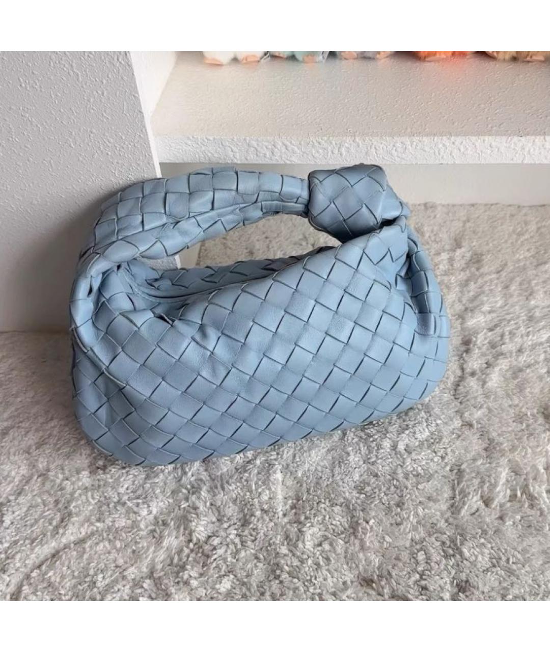BOTTEGA VENETA Голубая кожаная сумка с короткими ручками, фото 5