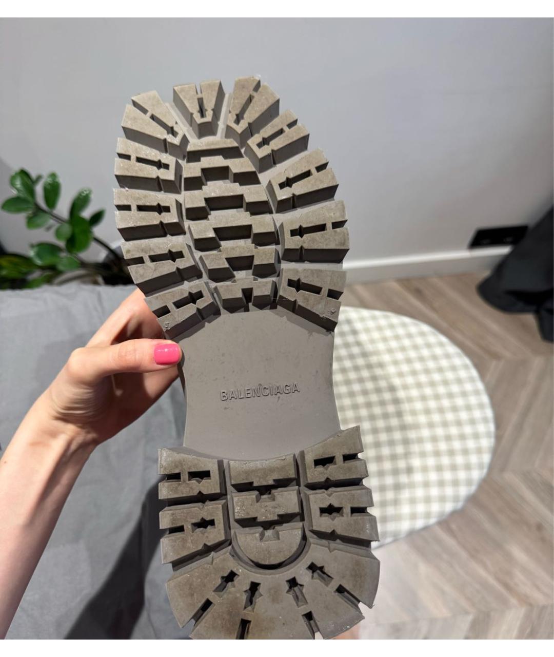 BALENCIAGA Антрацитовые резиновые высокие ботинки, фото 8