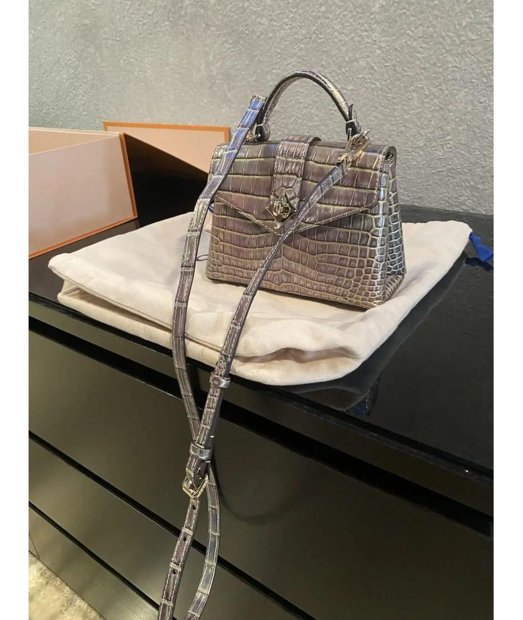 LOUIS VUITTON Серая кожаная сумка через плечо, фото 2