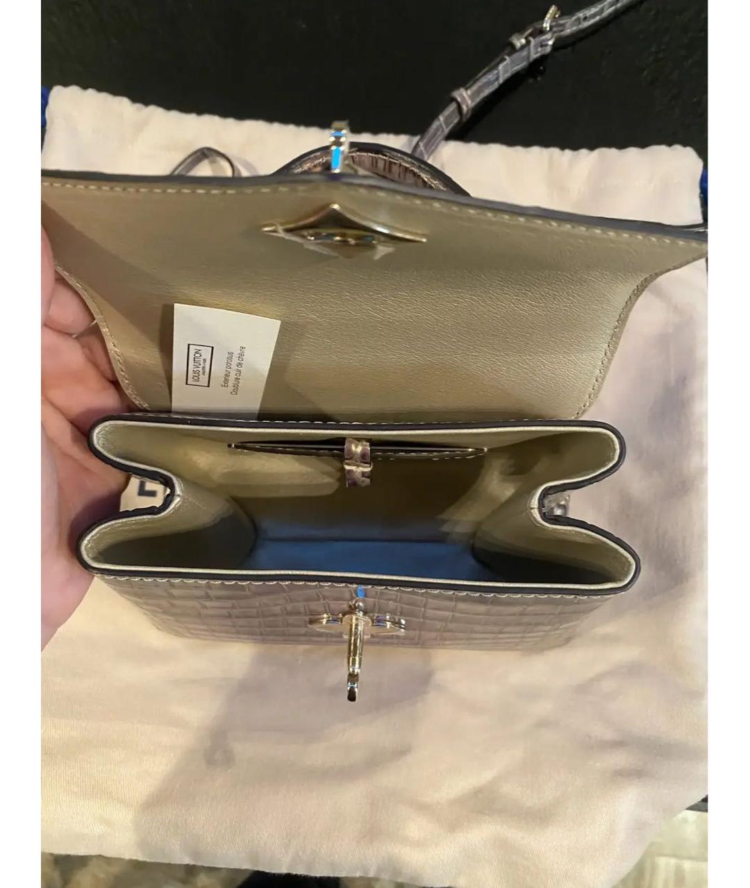 LOUIS VUITTON Серая кожаная сумка через плечо, фото 4