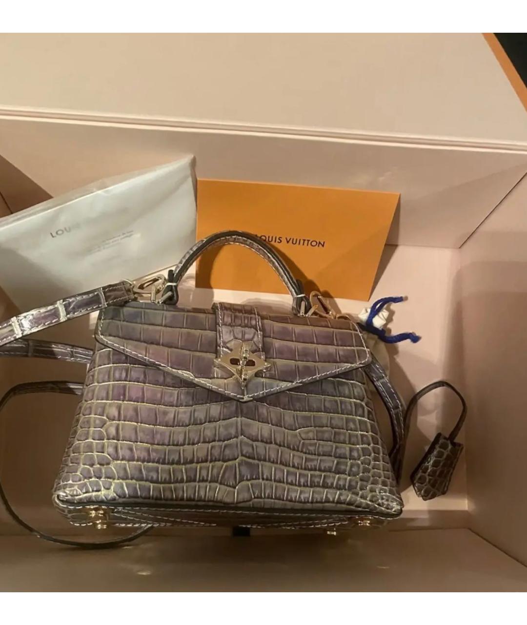 LOUIS VUITTON Серая кожаная сумка через плечо, фото 6