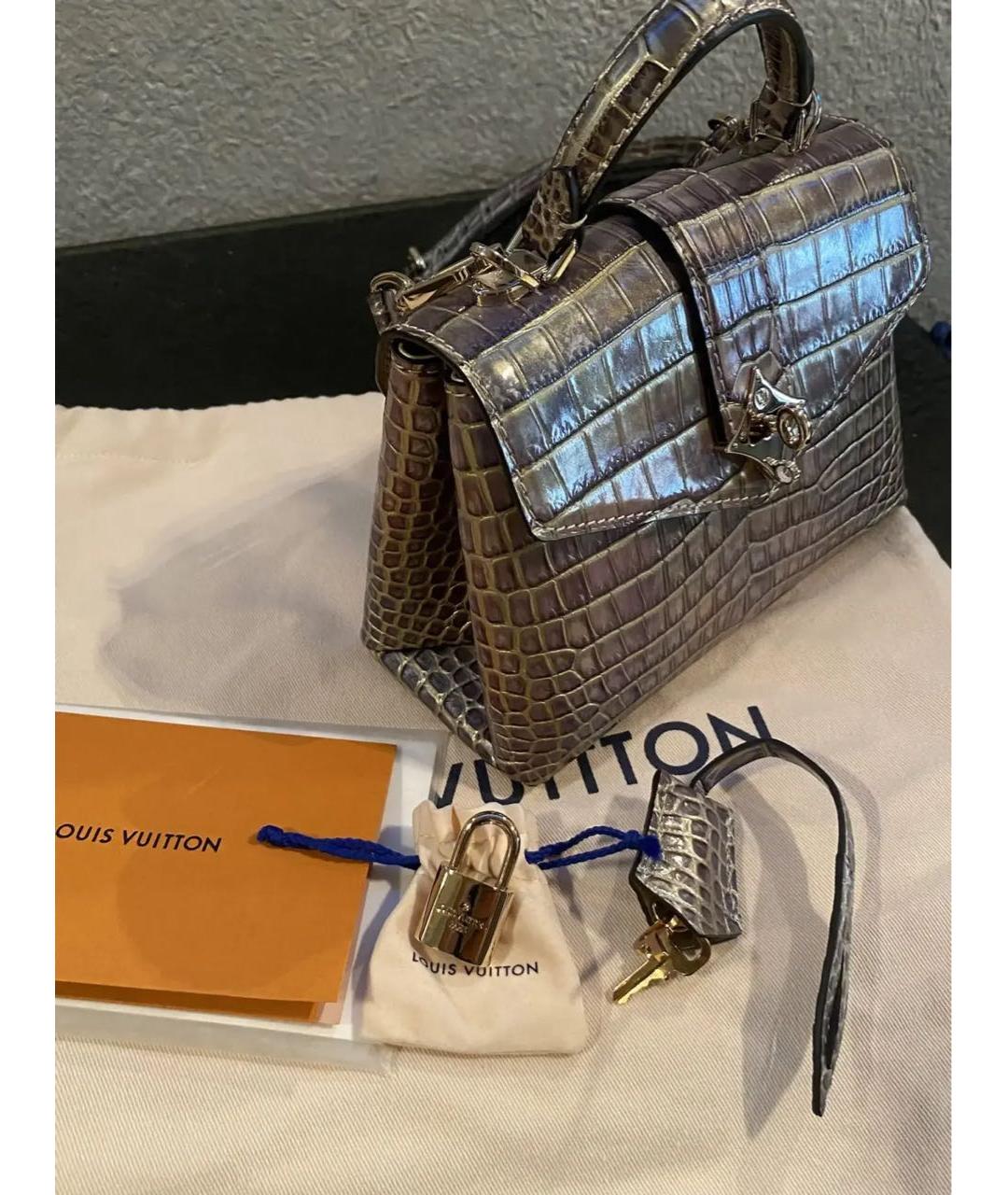 LOUIS VUITTON Серая кожаная сумка через плечо, фото 3