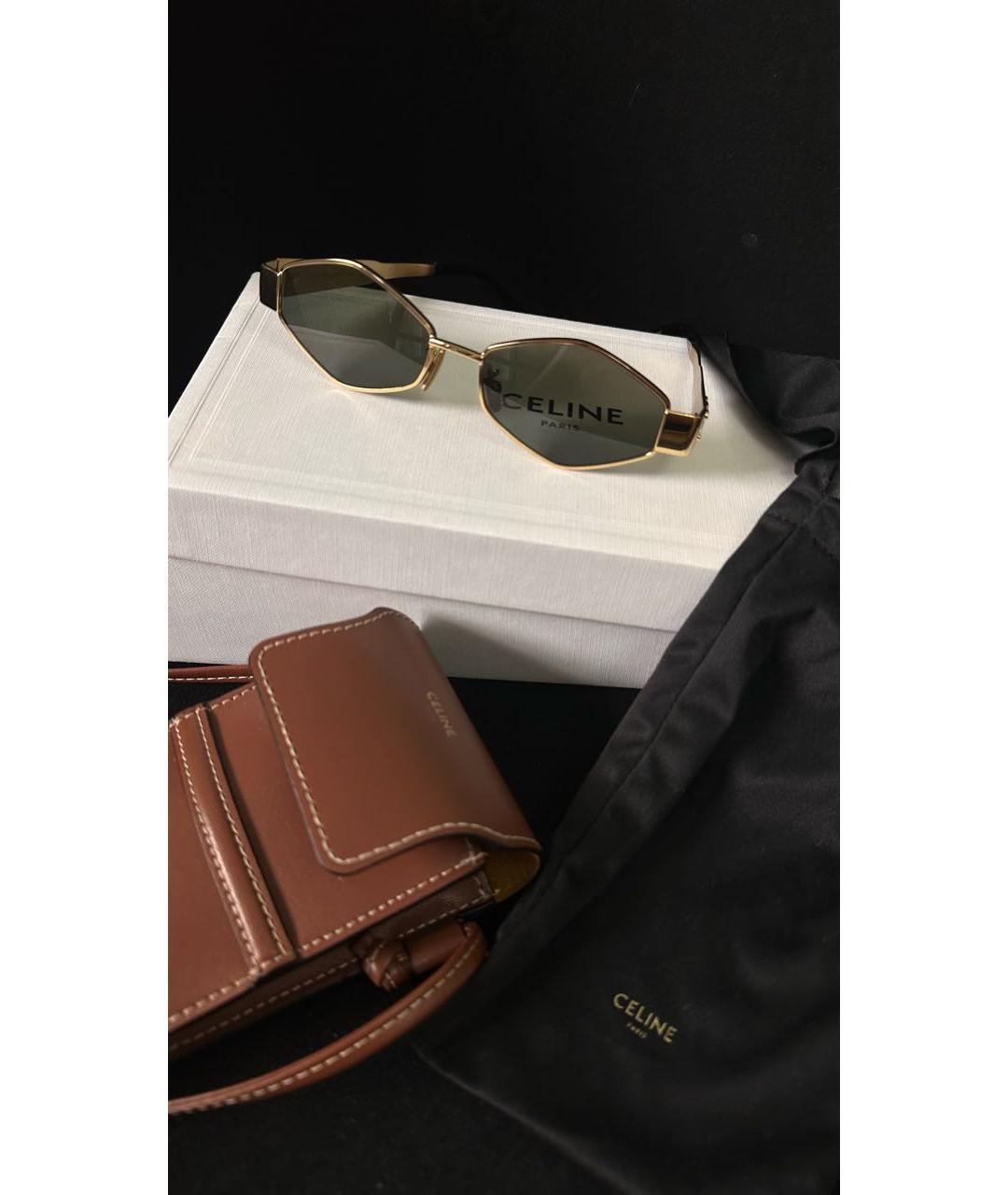 CELINE Золотые металлические солнцезащитные очки, фото 6