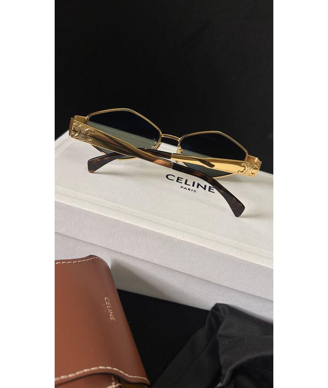 CELINE Золотые металлические солнцезащитные очки, фото 3