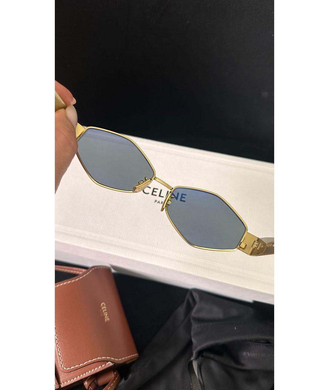 CELINE Золотые металлические солнцезащитные очки, фото 4