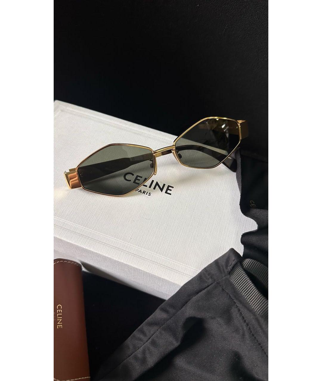 CELINE Золотые металлические солнцезащитные очки, фото 9