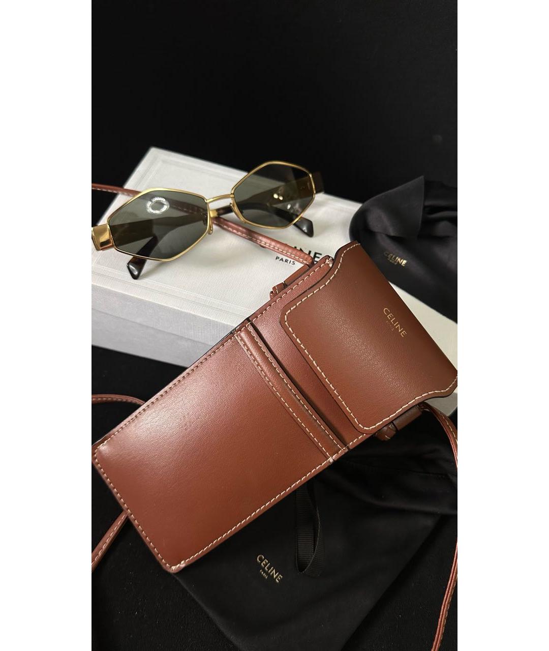 CELINE Золотые металлические солнцезащитные очки, фото 5