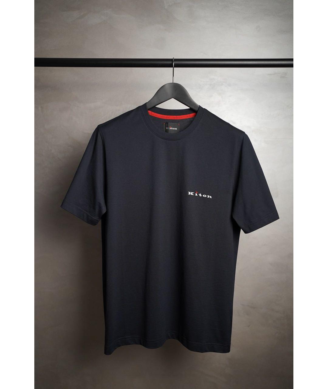KITON Темно-синяя хлопковая футболка, фото 8