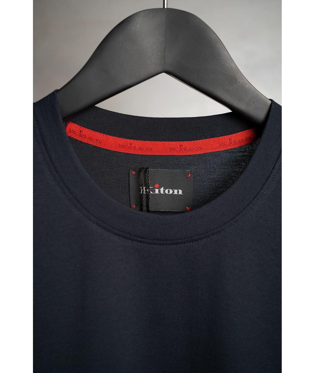 KITON Темно-синяя хлопковая футболка, фото 6