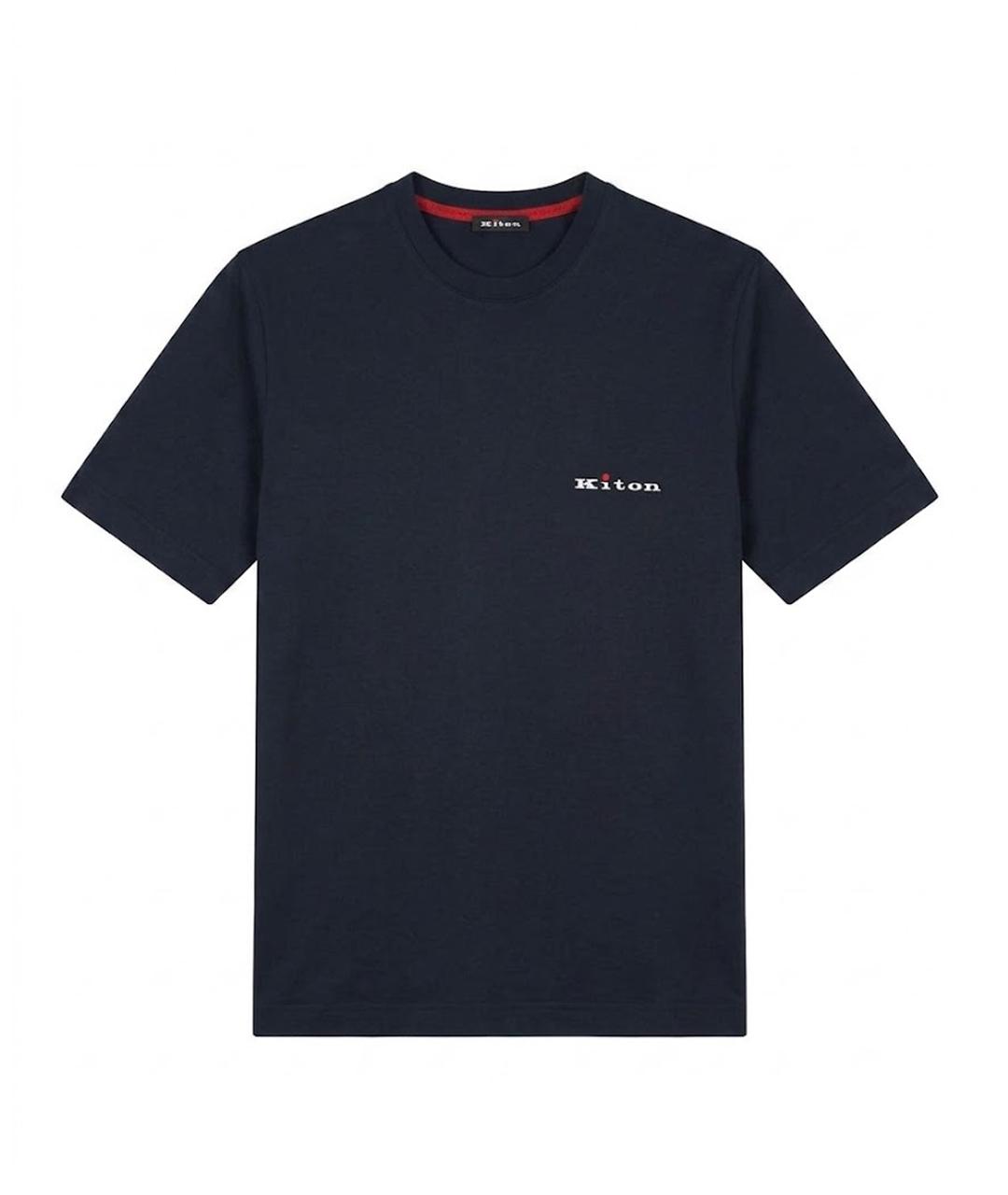 KITON Темно-синяя хлопковая футболка, фото 1