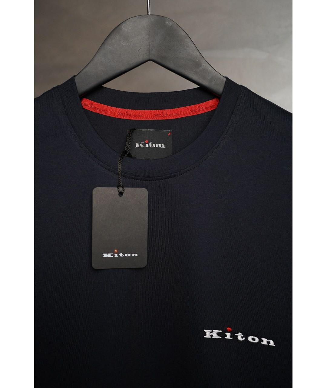 KITON Темно-синяя хлопковая футболка, фото 3