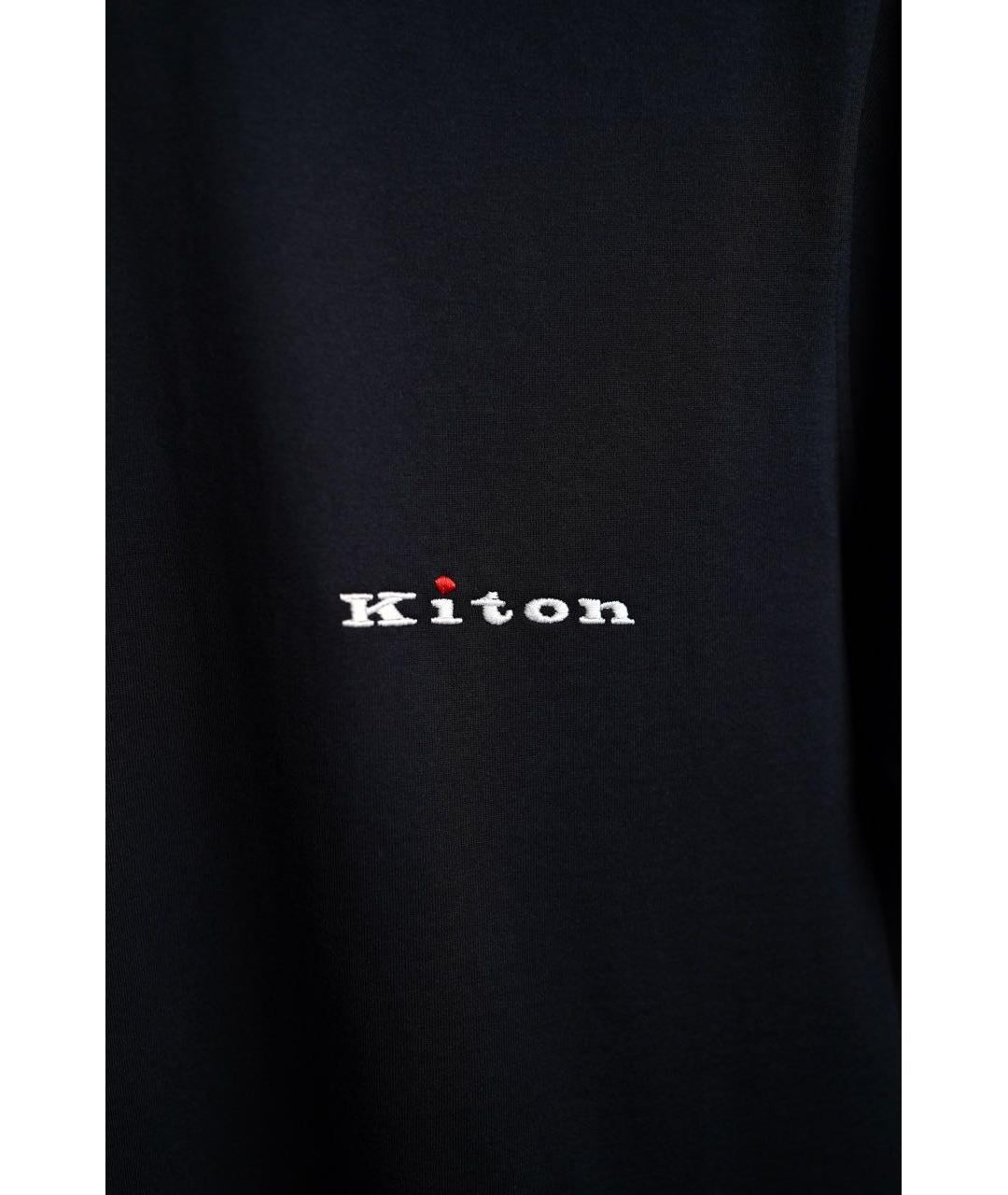 KITON Темно-синяя хлопковая футболка, фото 4