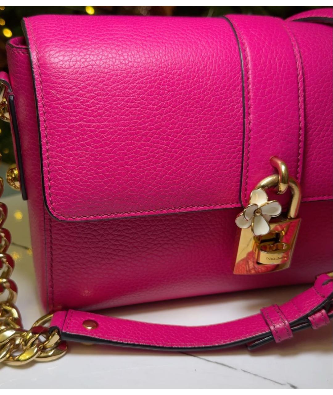 DOLCE&GABBANA Фуксия кожаная сумка через плечо, фото 4