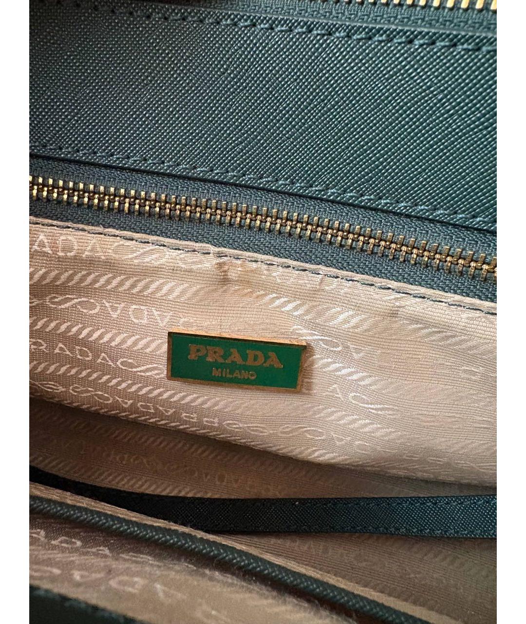 PRADA Зеленая кожаная сумка с короткими ручками, фото 3